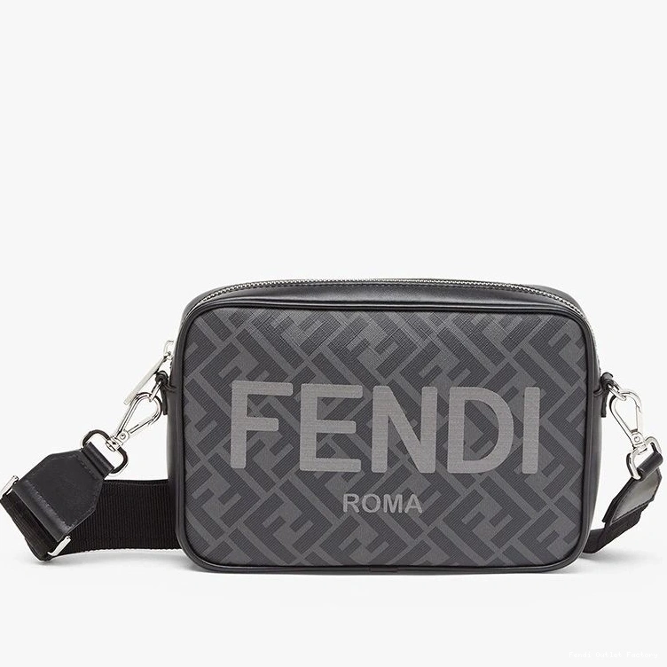 Affordable HOT Case ROMA Black Motif Fendi Compact Logo In Camera Fabric FF 0825